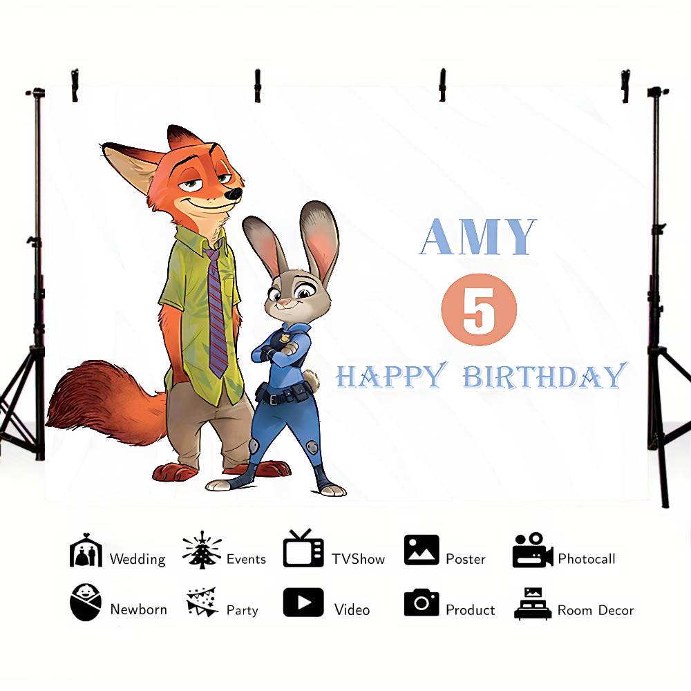 ANIMEZootopiaSCartoon Animal Background Photography Party Bedroom Living Room Decoration Shooting Background Cloth