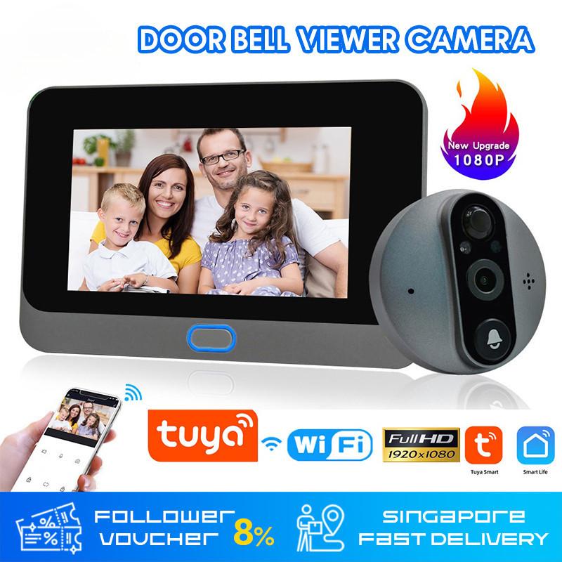 Tuya Wifi Smart Door Bell Peephole Viewer 4.3 Inch LCD Screen Wireless Doorbell Night Vision 1080P Camera Door Monitor Home Security Motion Detection