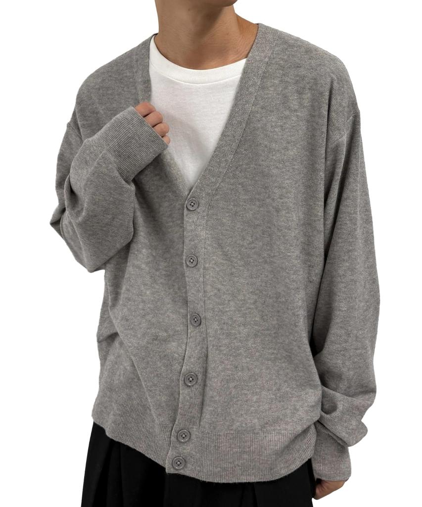 WEGO Drop Shoulder Long Knit Size Gray Men's Cardigan, Autumn/Winter Top, Workwear, Sleeve, Outerwear, Gift, School, Men's, M,