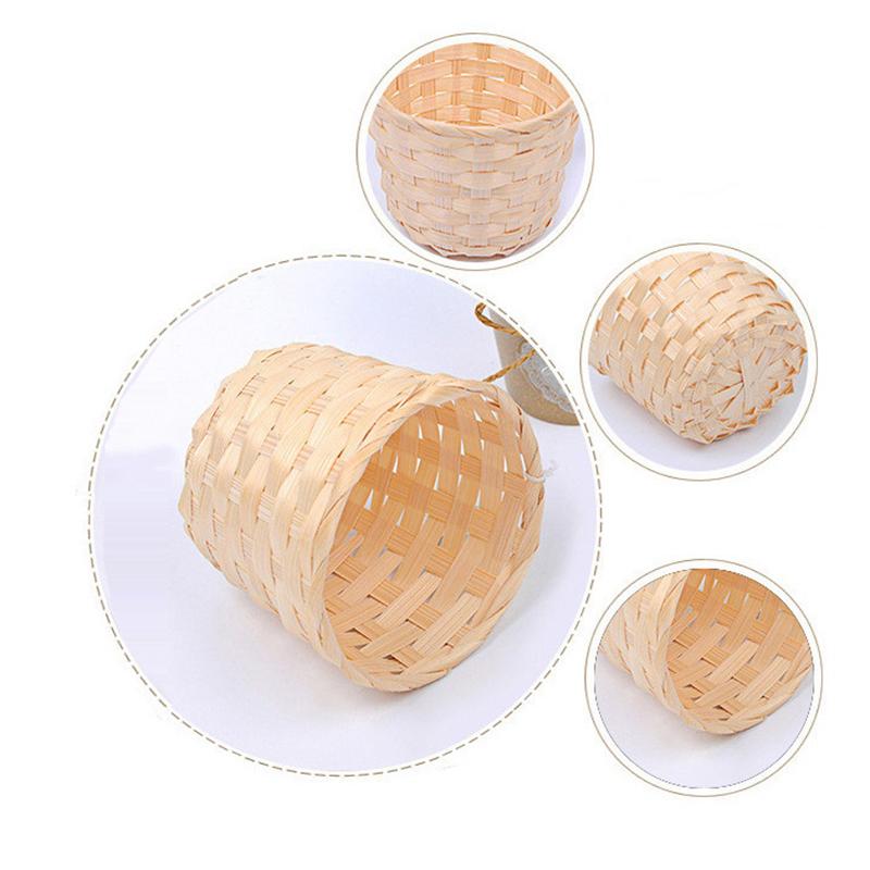 Handmade Bamboo Garden Flower Pot Wicker Basket Straw Patchwork Wicker Rattan Seagrass Storage Organizer Nursery Pots