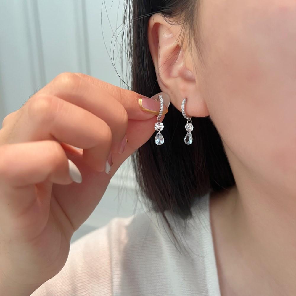 Japanische & Koreanische S925 Sterling Silber Geometrische Zirkon Ohrstecker für Damen - Elegantes, Vielseitiges, Leichter Luxus Modeaccessoire