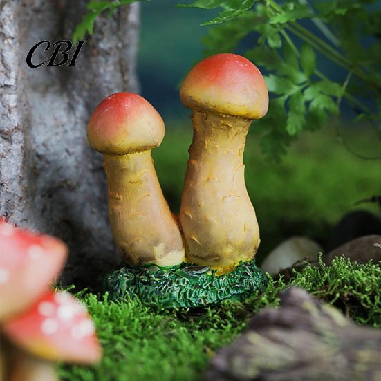 Statue Mini Resin Mushroom Figurine, Miniature Fairy Wild Garden Accessories, Little Ornament Fake for Micro Landscape Plant Pots Bonsai Decor