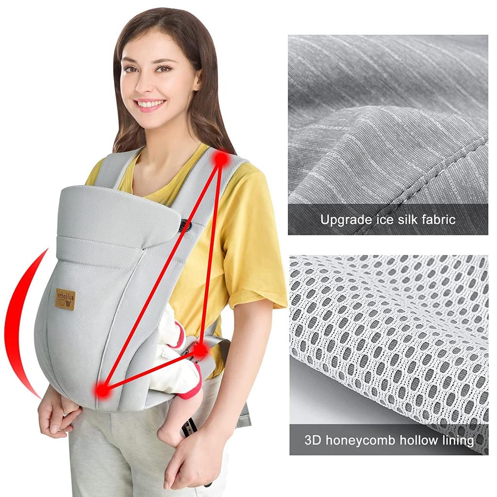 Vrbabies Baby Neugeborenen- und Babytrage für Mama und mit Lendenwirbelstütze Leicht und Babygeschenk Tragetuch, Trage, Face-to-Face Vorwärtsgerichtet, Papa, Stütze,