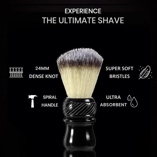 Pink Woolf Shaving Brush for Men Soft – Handcrafted Synthetic Bristles, Spiral TUXEDO HANDLE | Premium Shave, Cruelty-Free, Gift for Men