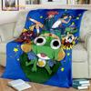 3D Cartoon Keroro Blanket Cute Frog Blanket Soft Lightweight Flannel Blanket for Living Room Bedroom Sofa Travel Camping Blanket