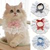 Pearl Bow Lace Pet Scarf, Checkered Adjustable Collar for Cats & Dogs, Party Photo Accessory