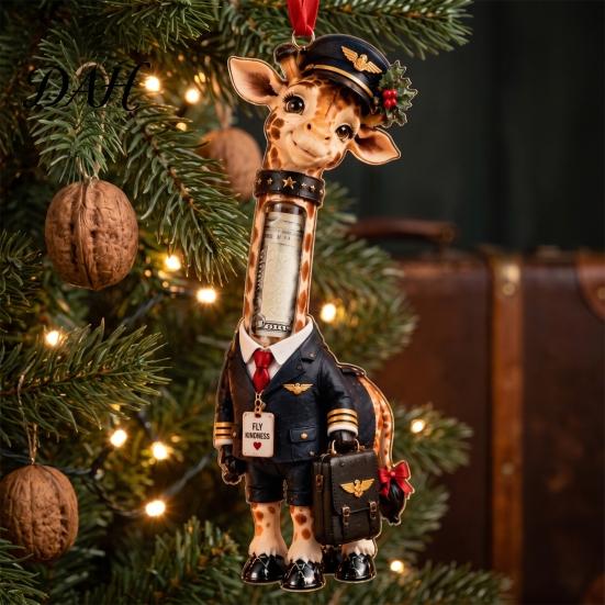 Ceremonial Money Gift Holders Giraffe Christmas Holder Ornament, Acrylic Cash Clip Hanging Decor for Theme Party Favors Tree Bag Car, Cute Career