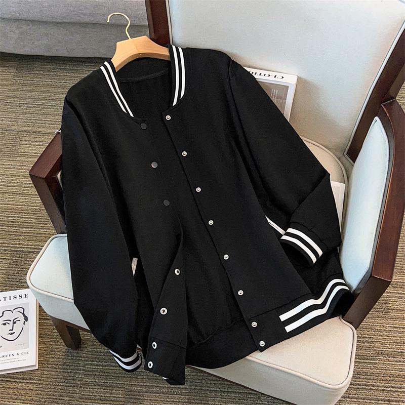 Women's Plus Size Baseball Hoodie Cardigan, Fashionable, Bust 150-170cm, Sizes 200-300 Jin.