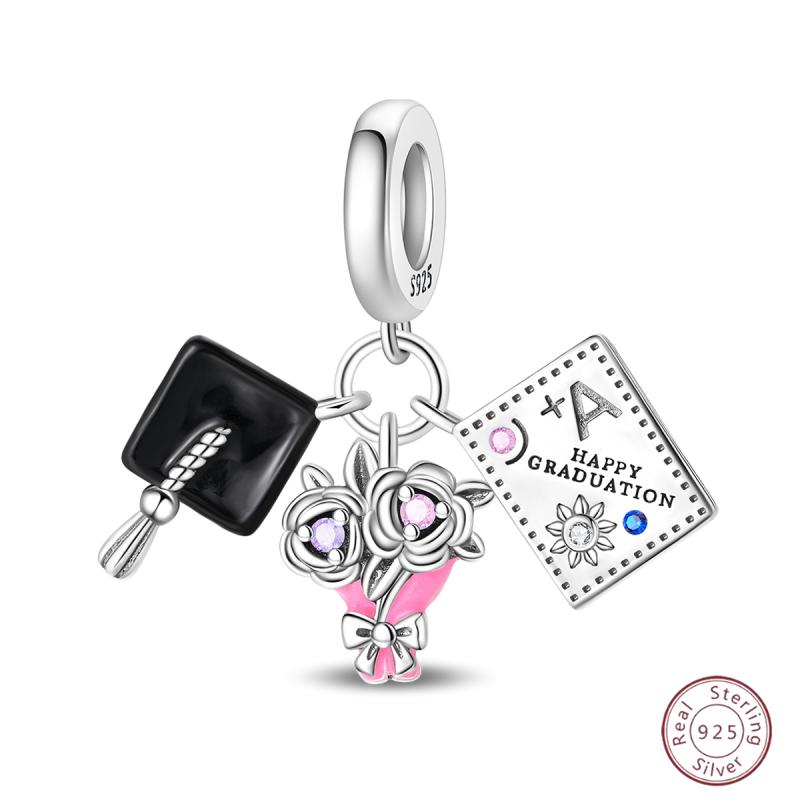 New Copper Poker Card Pendant Beads Black Spade 10-A Royal Flush Red Heart 10-A Charm For Bracelet Woman Jewelry