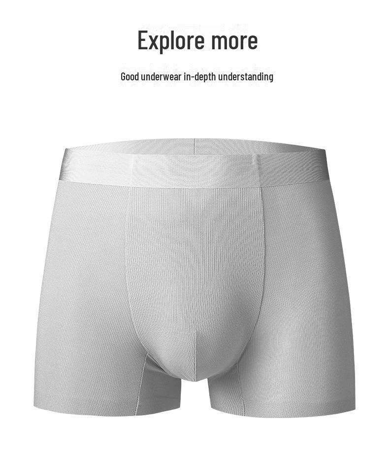 Luxury 120s Lenzing Modal Men's Mid-Waist Ribbed Boxer Briefs with Antibacterial Breathable Crotch