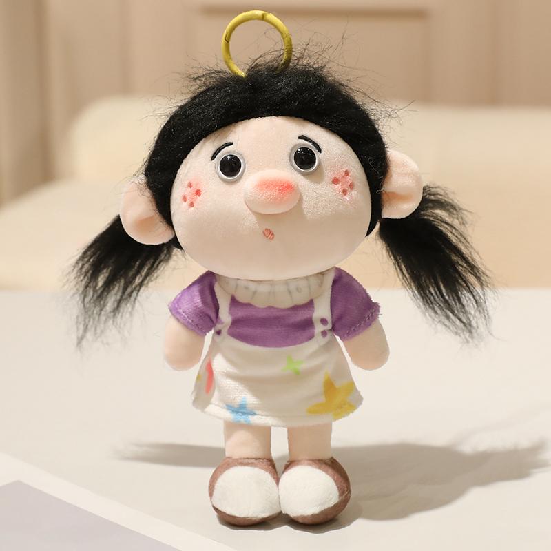 1419Cm Cute Human Figure Plush Pendant Stuffed Colorful Hair Male Female Keychain Decor Plushie For Bag Present