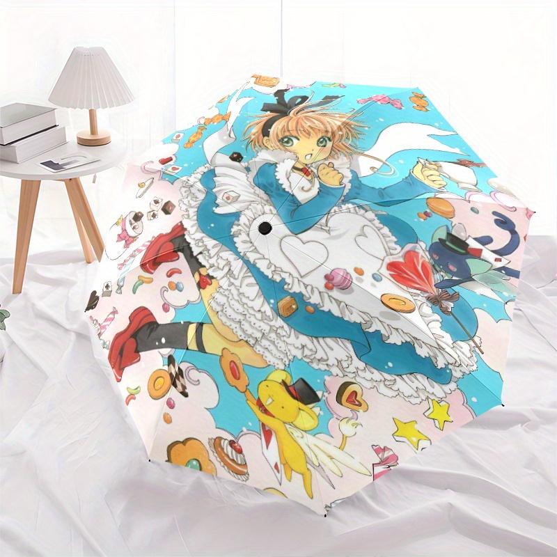 Sakura in Wonderland Durable Cartoon Folding Fashion Umbrella, Portable 3 Fold Compact Umbrella for Men and Women, Suitable for Travel or Daily Use