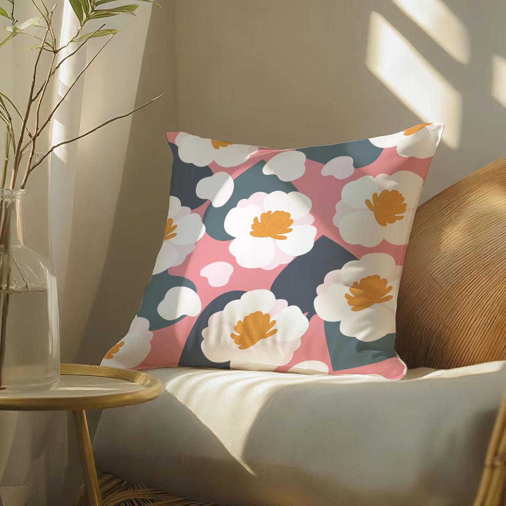 Colorful Flowers Cushion Cover Soft Short Plush Pillow Cover Smooth Cozy Texture Aesthetic Cushion Case Home Decor