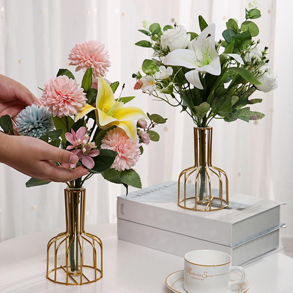 Minimalist  Iron Flower Vase Metal Flower Stand Desktop Vase Hydroponic Vase Home Decoration Hollowed Out Creative Simple