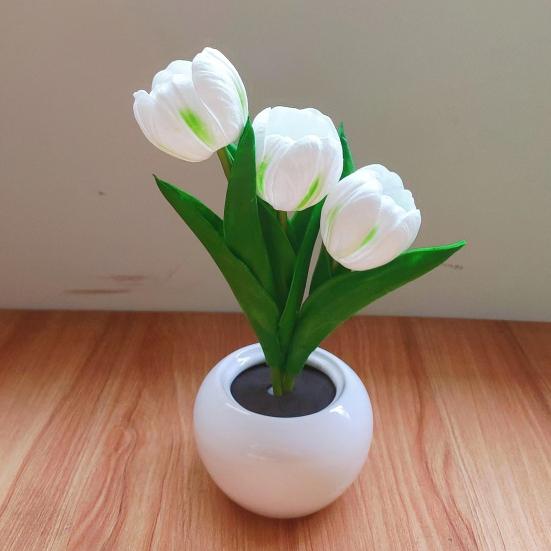 Night Light USB Rechargeable Wireless Tulip LED Lamp Touch Control Dimmable Cute Desk Lamp for Bedroom Living Room Travel Gift for Women Mom