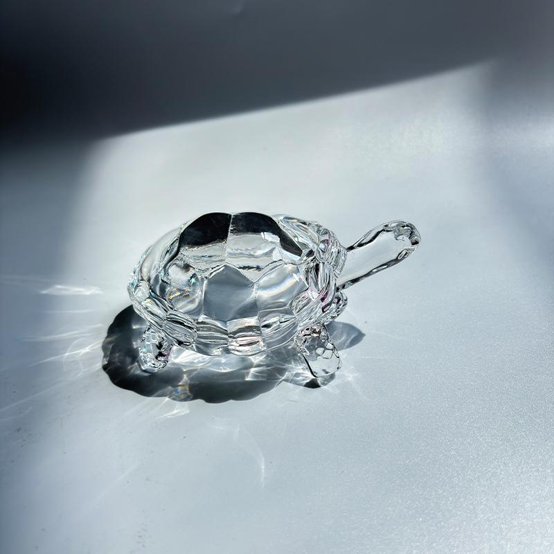 

Lucky turtle ornament, crystal glass magical turtle statue light-catcher, Christmas gift mysterious power home office decoration