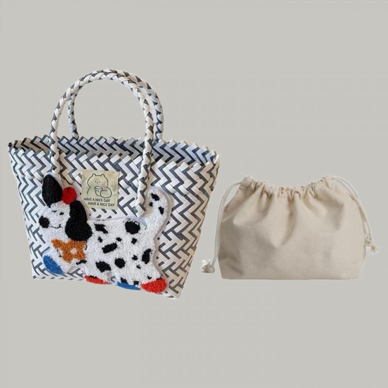 Portable Woven Vegetable Basket Cute Sausage Dog Hand Gift Birthday Housewarming