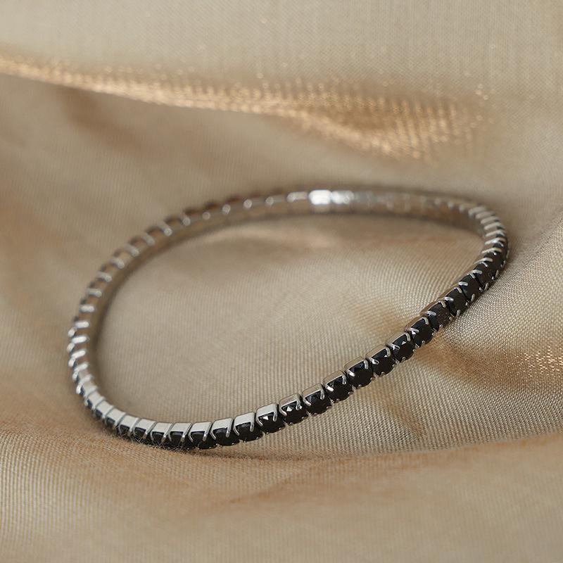 Multicolor Zircon Gold-Plated Titanium Steel Elastic Bracelet