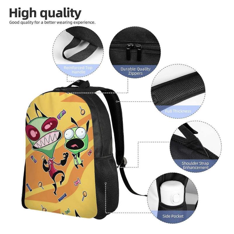 Invader Zim Cartoon Backpack Daypack for Camping Anime Bag Notebook Bag-LDYH549