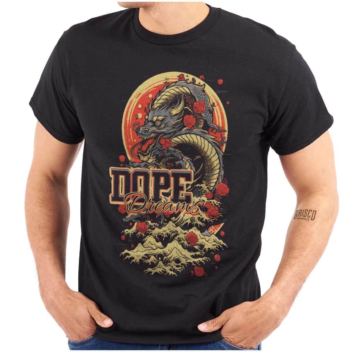Cool Urban Floral Chinese Dragon Dope Dreams Womens or Mens Crewneck T Shirt Tee XL