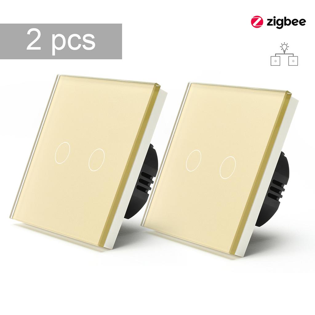 BSEED Zigbee Touch Switches 1Gang 2 Way Stair Switches Tuya Smart Glass Switches Google Smart Life Alexa Voice Control 2Pack