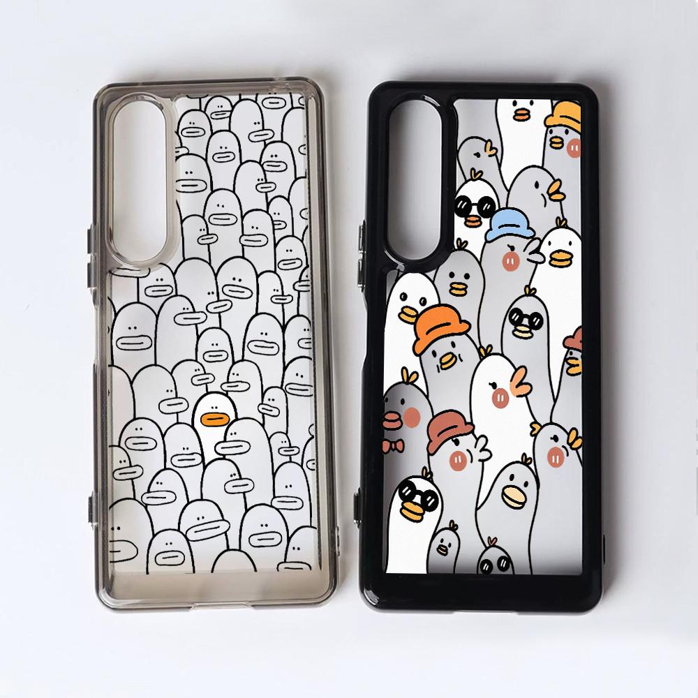 "Cute Duck"Hard Transparent Phone Case For Sony Xperia 1 V VI VII VIII Xperia 5 V Xperia 10 V VI VII/ Shockproof Sony Cover