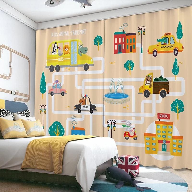 Tenda Camera dei Bambini Camera da Letto Ragazzo Nuova Tenda Cartone Animato Auto Gancio Parasole Alta Ombreggiatura Nuova Moda Varie Fantasie Multicolore