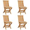 Garden Chairs with Beige Cushions 4 pcs Solid Teak Wood