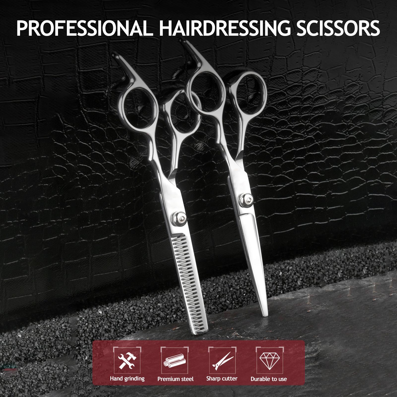 

10Pcs Stainless Steel Hairdressing Scissors Tools Set Flat Tooth Scissors High Hardness Cutting Thinning Hair Scissors