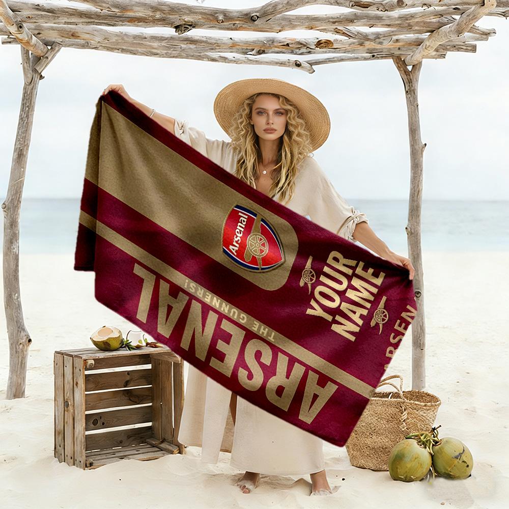 Arsenal F.c. Customized Name Beach Towel Super Soft & Absorbent Portable for SwimmingBeachCamping Travel Beach AccessoriesGym