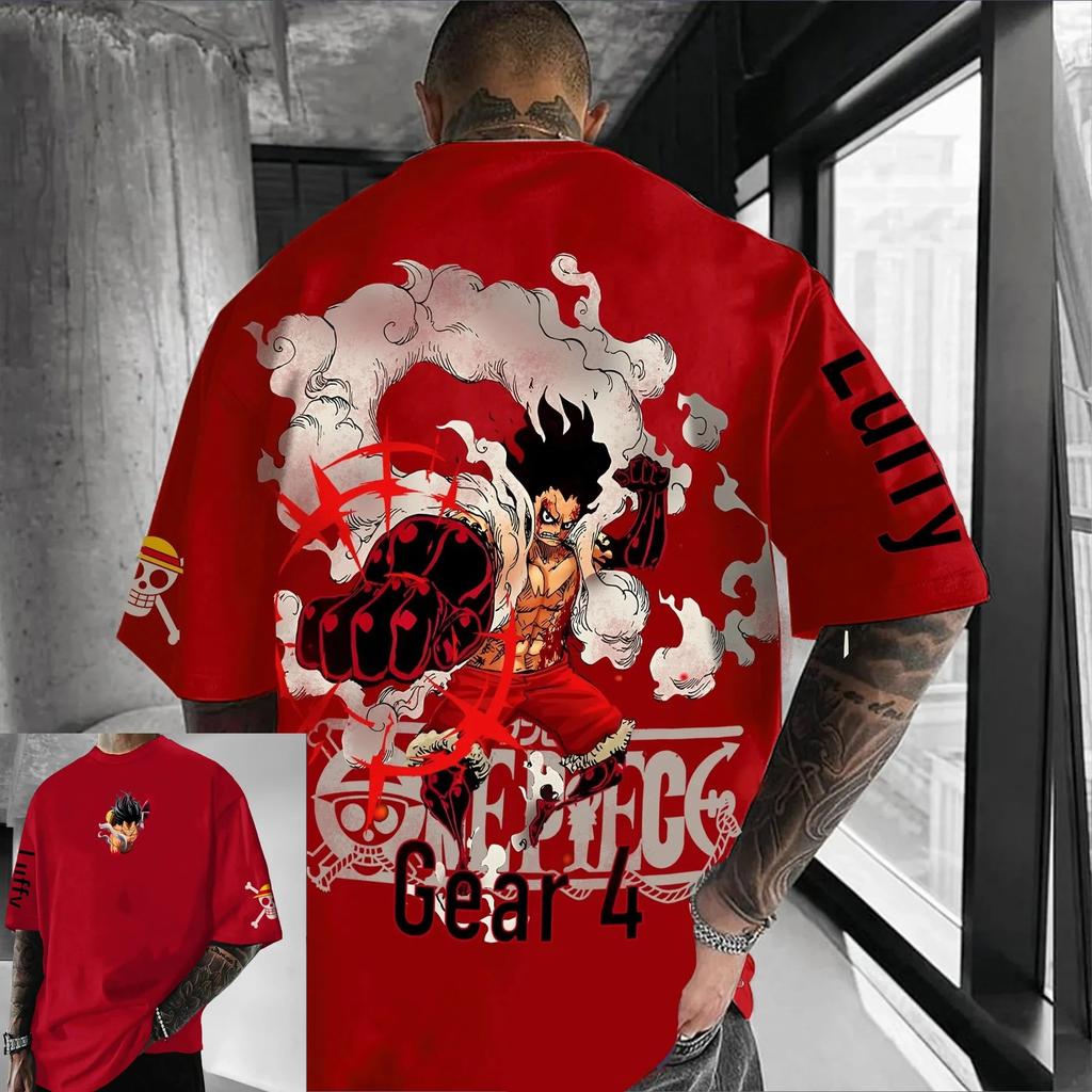 ONE PIECE Luffy Tričko Pánské Černé Grafické Tričko Anime Modrý Blesk Potisk Bavlna Oversized Streetwear Anime Cosplay Krátký Rukáv
