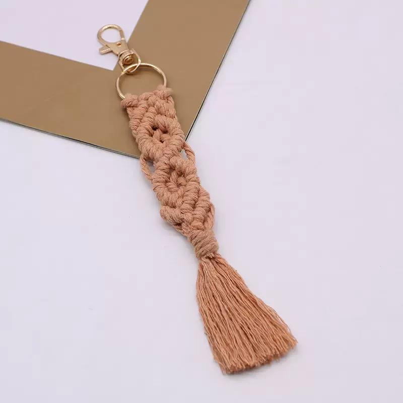 1PC Cotton Rope Handwoven Tassel Keychain Car Key Fob Bag Pendant Handbag Decorations Bag Parts Accessories