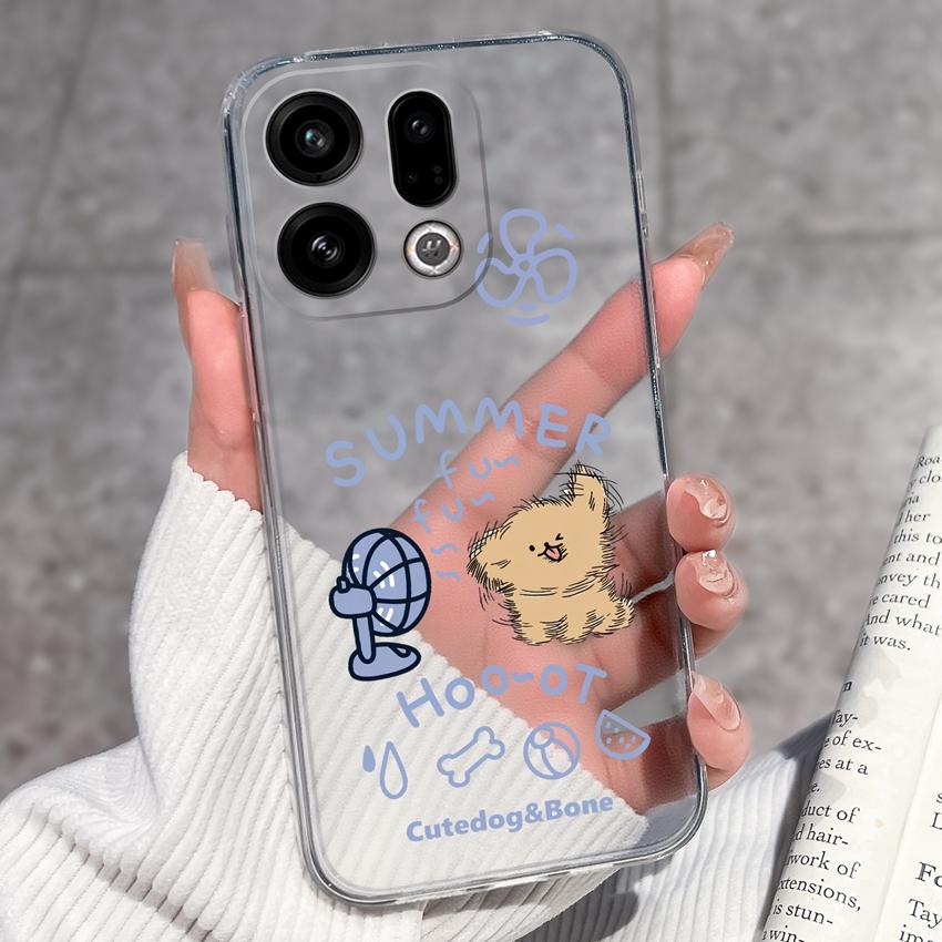 For Oppo Find X9 X8 X7 X5 Pro X2 Lite Reno8 Pro Pro+ Phone Case Black Cat Wine Glass Patterns Transparent TPU Protection Covers For Oppo Bumper Casing