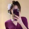 Fabric pearl flower leaf fringed hairpin small fresh sweet versatile duck bill clip simple design hair accessories woman