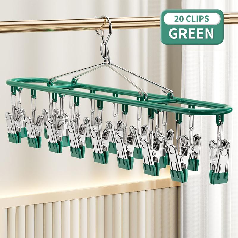 Edelstahl Kleiderständer Sockenhalter Mit 20 Clips Winddicht Multi Clip Wäscheständer Für Unterwäsche Socken Balkon Aufbewahrungsständer