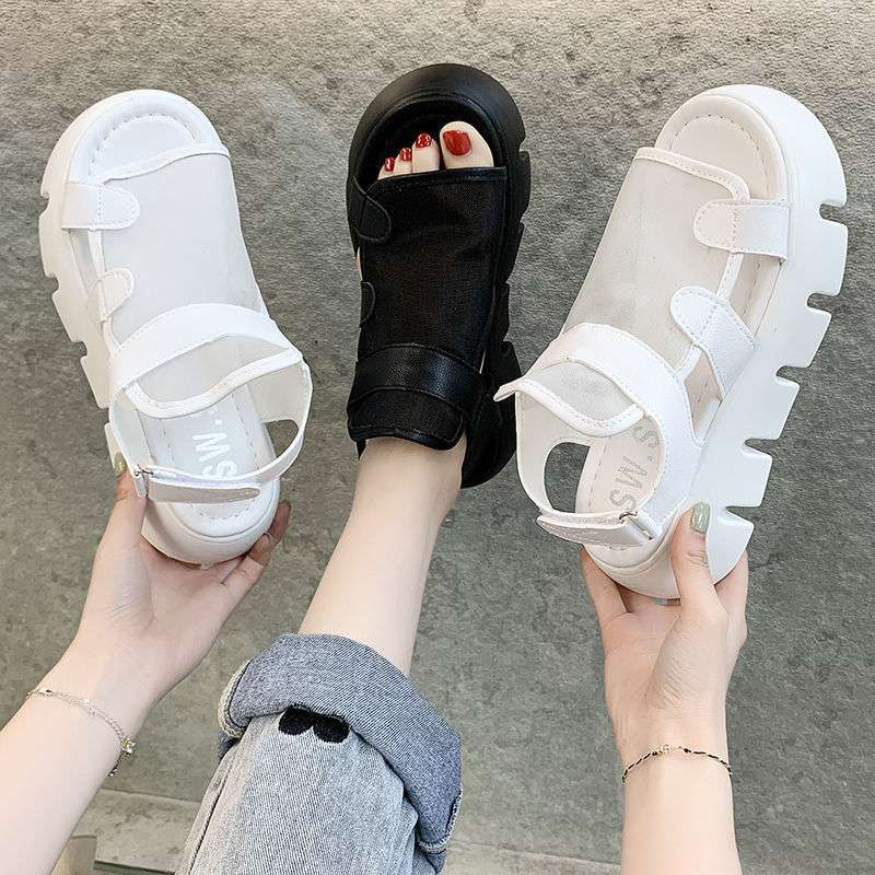 Platform Muffin Sandals Women's New Summer Shoes Fashion Mesh Openwork Roman Shoes