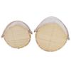 2Pcs Food Serving Tent Basket Fly Skeeter Insect Resistant Bamboo Basket With Dish Mesh Cover Round