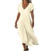 Fashion Women's Solid Color V-neck Long Dress Loose