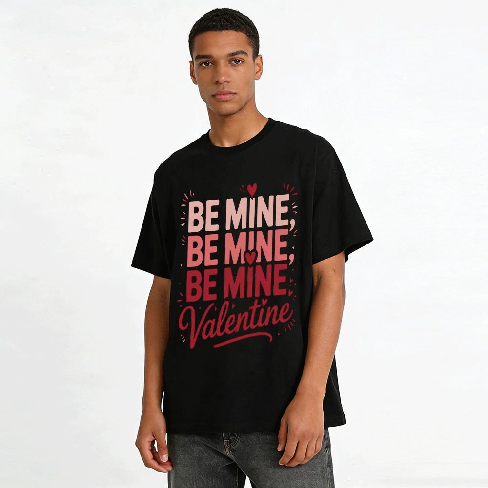Be Mine Valentine Gradient Print Casual Crew Neck Tee Pure Cotton T-shirt