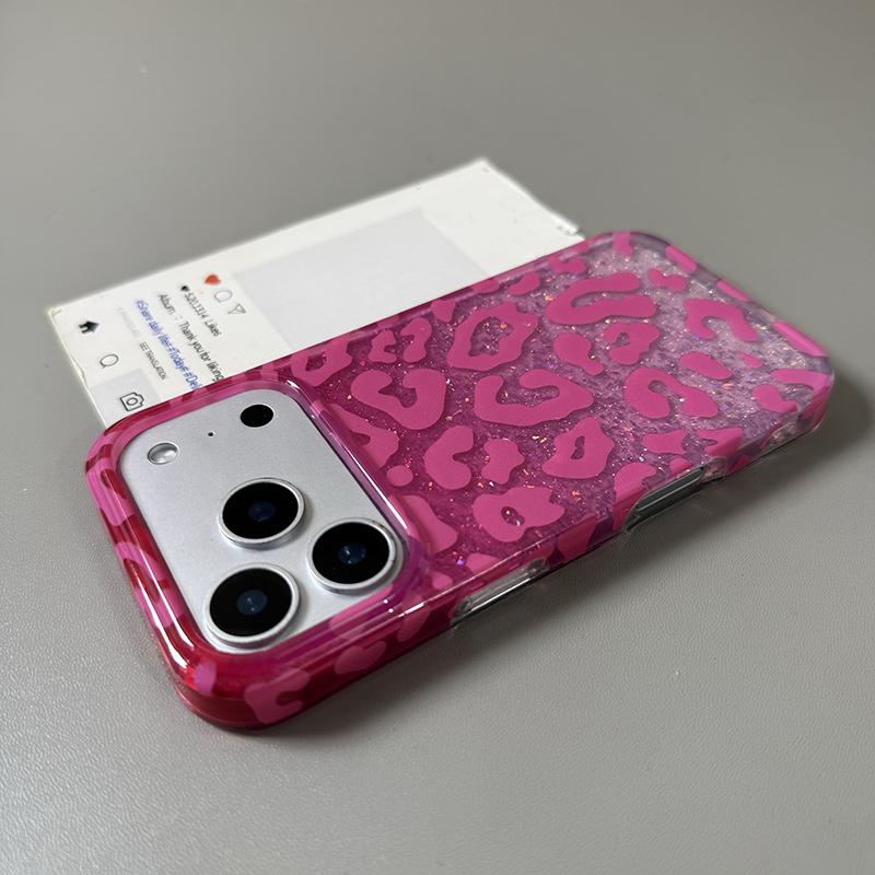 Fashion Retro Bling Glitter Leopard Print Case For iPhone 17 Pro Max Air 13 14 15 16 Glossy Bright Shiny Gold Foil Phone Cover