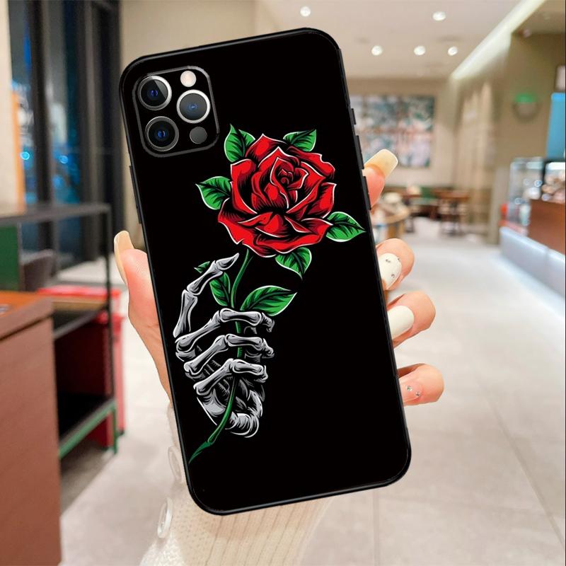 

Skeleton Hand Rose Gothic Phone Case For iPhone 17 Air 16 14 13 11 15 Pro Max mini 15 16 Plus 16e Protective Cover iPhone 12 Pro