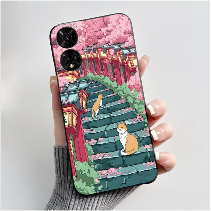 For TCL 50 5G T613K Case Cute Cat Cartoon Astronaut Black Silicone Soft Phone Cover for TCL 50 XE NxtPaper TCL50 50XE 5G Bumper