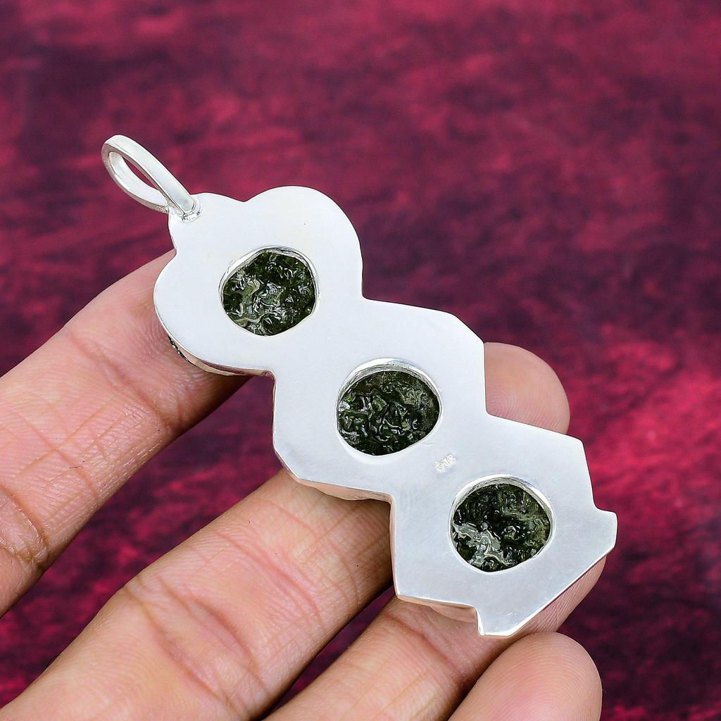 Moldavite Pendant, 925 Solid Sterling Silver Jewelry, Gemstone Pendant, Gift For Her Handmade Dainty Jewelry