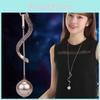 Stunning Korean Style Long Pearl Sweater Chain Necklace With Geometric Accents For Women