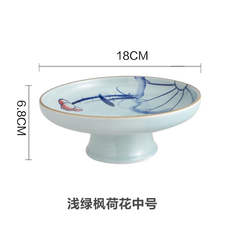 Ceramic Plate Fruit Tray Stilt Refreshment Tray Hand Painted Plum Decoration Plate Dessert Snack Dishes Salad Bowl Tableware