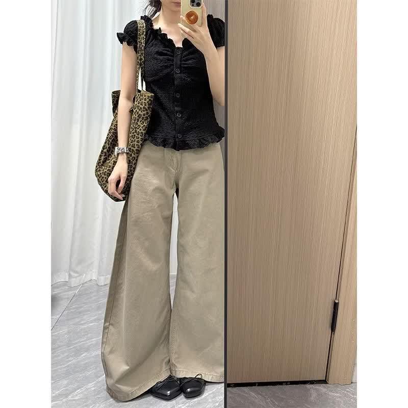 High-Waist Loose Fit Wrinkle-Resistant Casual Pants XL