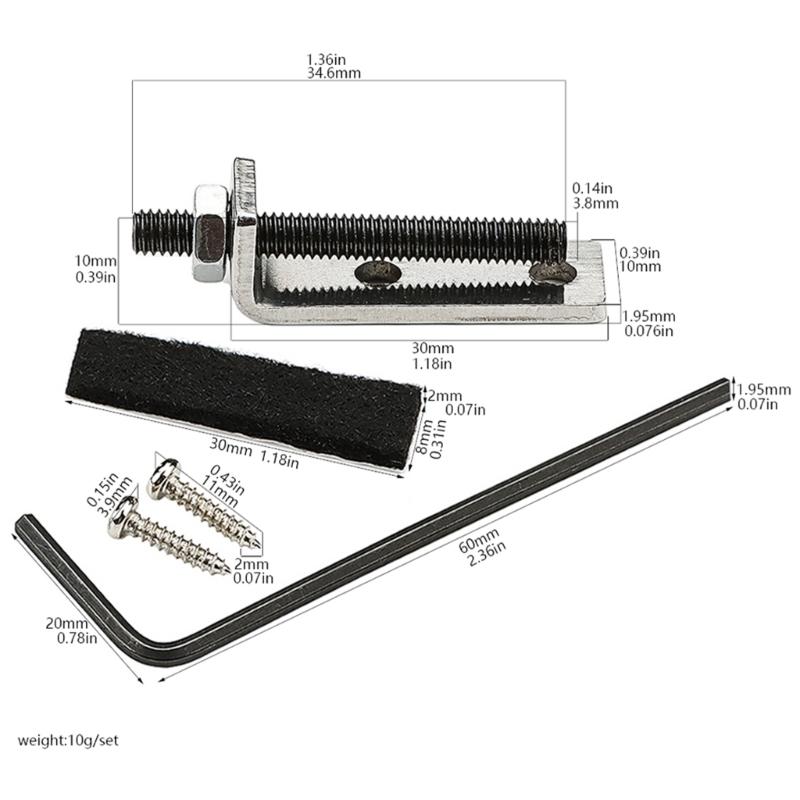 Tremolo Stopper Replacement Electric Guitar Metal Tremolo Bridge Stopper Stabilizer with Mounting Screws and Wrench