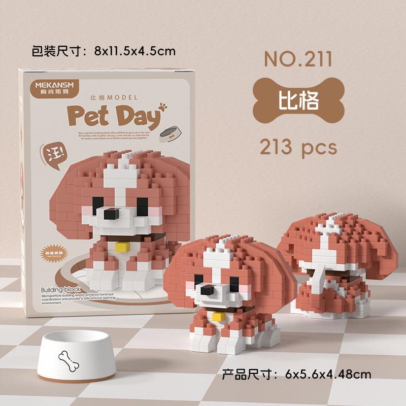 Mekansm Cute Cat Dog Orange Tabby Corgi Husky Small Animal Pet Building Model Building Block Toy Puzzle Children's Holiday Gift