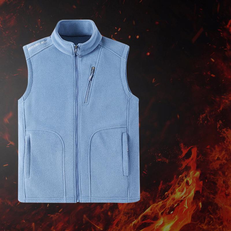 Herbst Herren Outdoor Freizeitweste Jacke Herren Uni Stehkragen Winddicht Polarfleece Weste Angeln Wandern Weste Mann