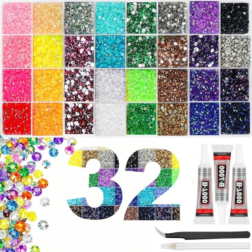 Multicolor Resin Rhinestone Kit DIY Decoration Craft Supplies Flatback Gems Diamond Art Sparkling Bedazzling Rhinestones